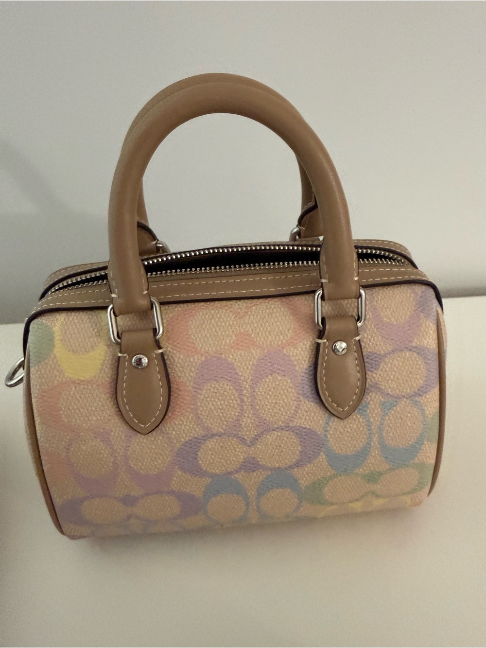 NWT Coach Mini Rowan Crossbody Bag In Rainbow Signature Canvas CDC39 Sand Multi - Picture 5 of 6